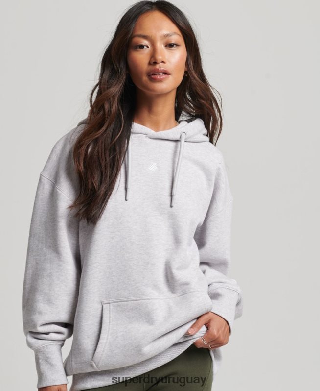 uy Superdry mujer sudadera con capucha extragrande con estampado gráfico gris DT2N8Z5801 ropa