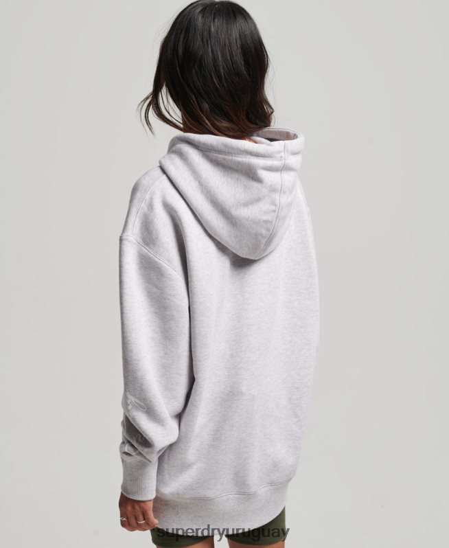 uy Superdry mujer sudadera con capucha extragrande con estampado gráfico gris DT2N8Z5801 ropa