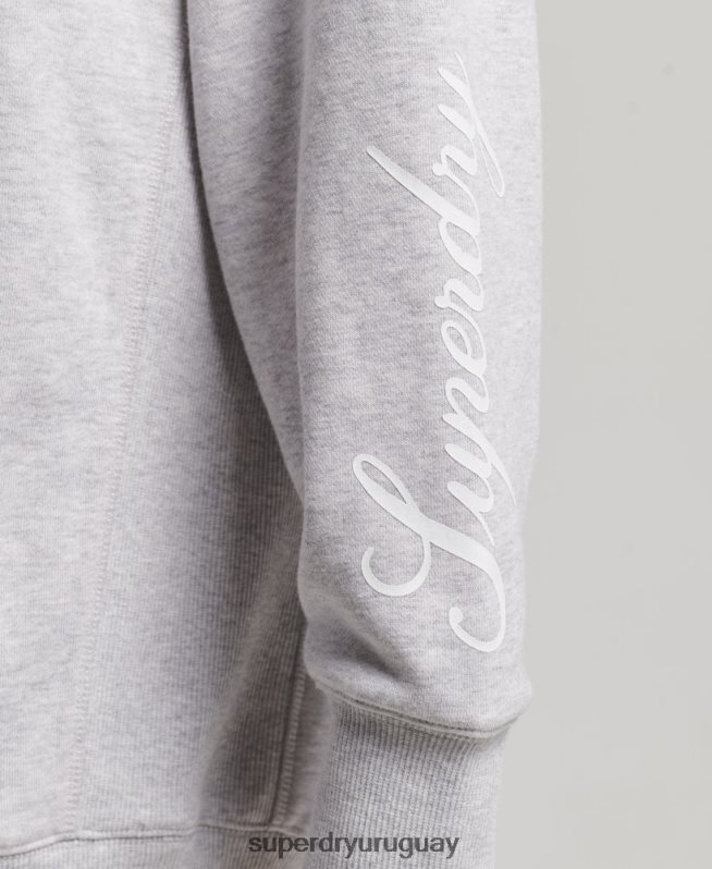 uy Superdry mujer sudadera con capucha extragrande con estampado gráfico gris DT2N8Z5801 ropa
