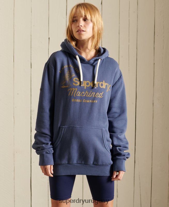uy Superdry mujer sudadera con capucha extragrande con logo central americano Armada DT2N8Z6164 ropa