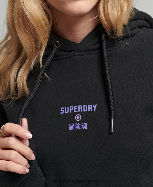 uy Superdry mujer sudadera con capucha extragrande con logo de medios tonos negro DT2N8Z3491 ropa