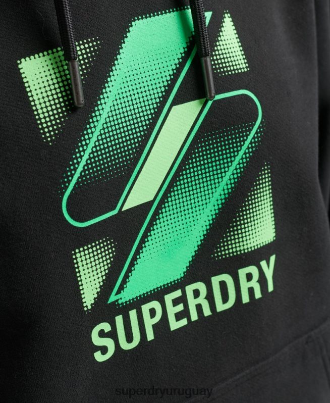 uy Superdry mujer sudadera con capucha extragrande con logo de medios tonos negro DT2N8Z5791 ropa