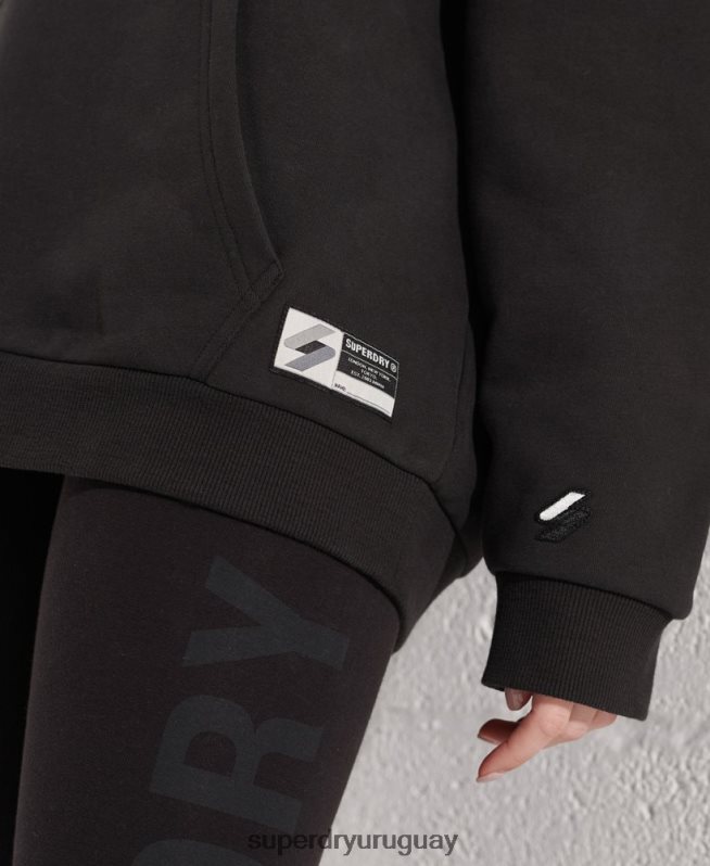 uy Superdry mujer sudadera con capucha extragrande de la franquicia moderna negro DT2N8Z3453 ropa