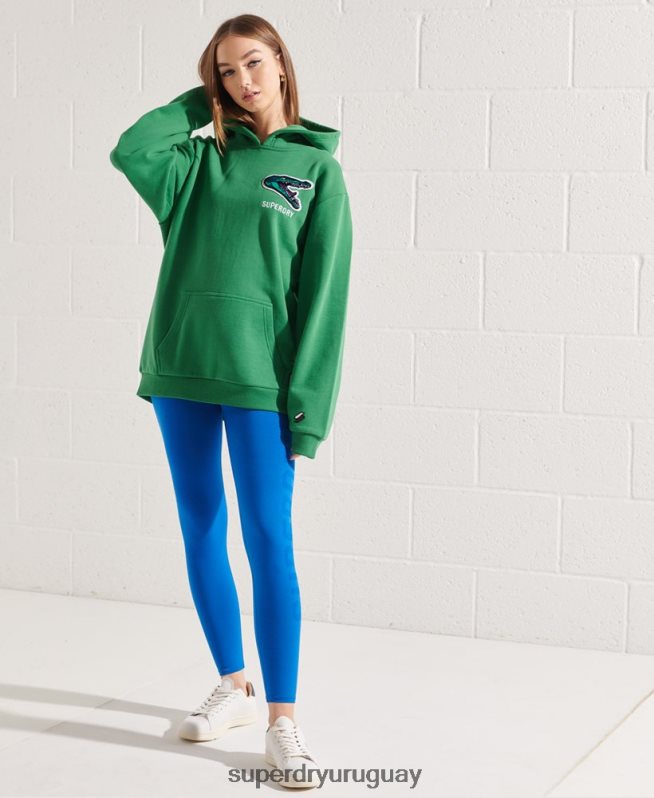 uy Superdry mujer sudadera con capucha extragrande de la franquicia moderna verde DT2N8Z6052 ropa