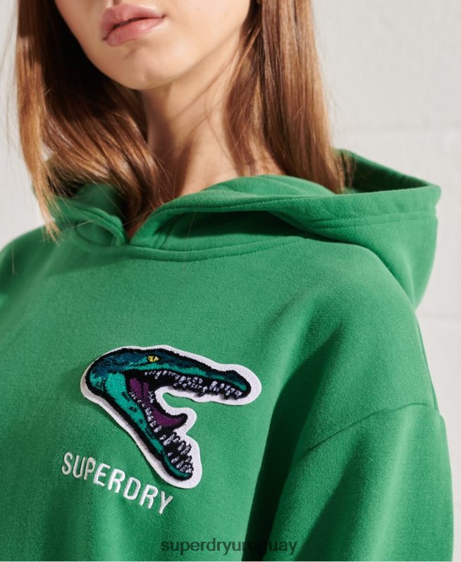 uy Superdry mujer sudadera con capucha extragrande de la franquicia moderna verde DT2N8Z6052 ropa