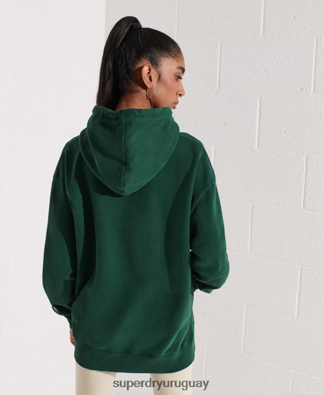 uy Superdry mujer sudadera con capucha extragrande de la universidad de la ciudad verde DT2N8Z5993 ropa