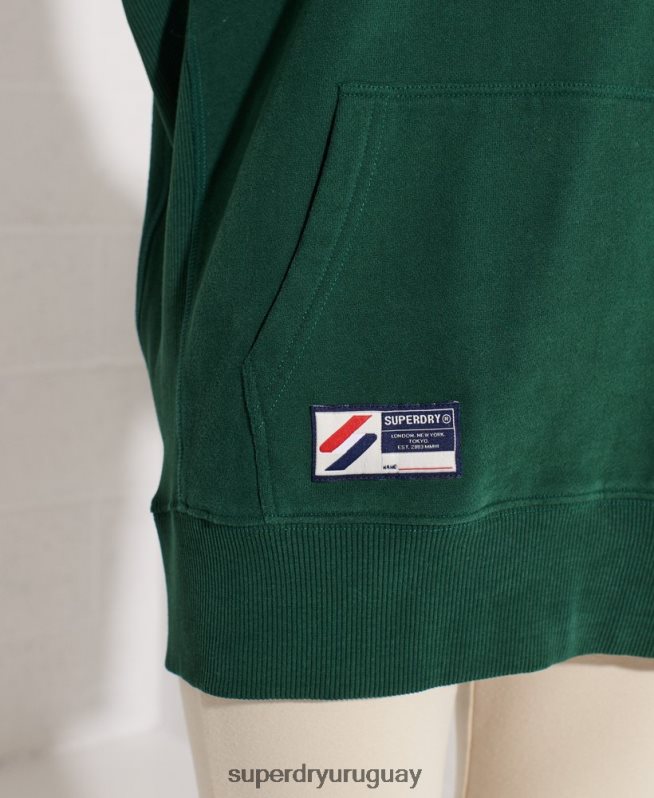 uy Superdry mujer sudadera con capucha extragrande de la universidad de la ciudad verde DT2N8Z5993 ropa