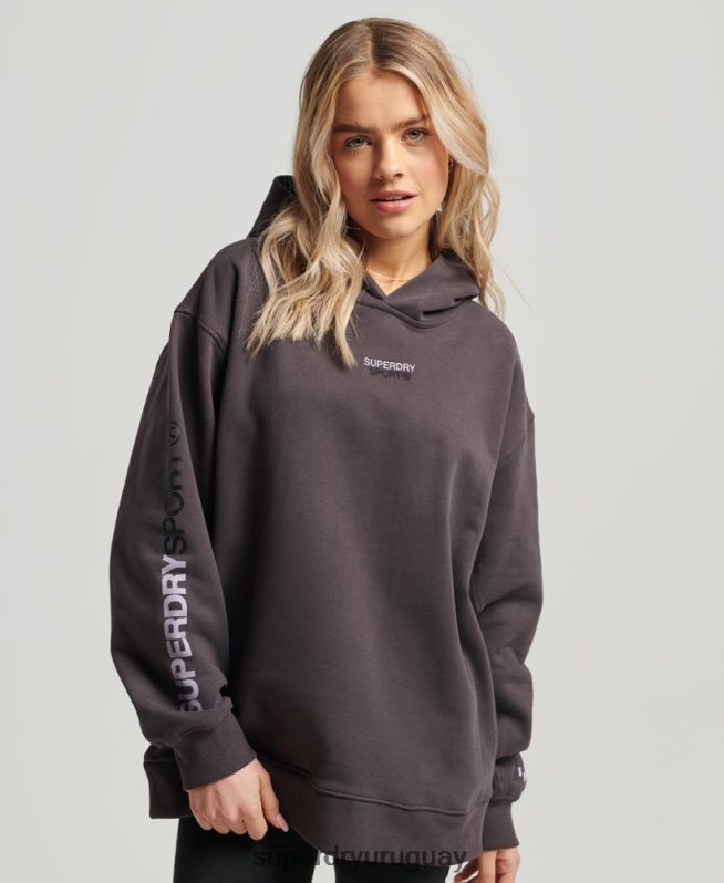 uy Superdry mujer sudadera con capucha extragrande gris DT2N8Z3394 ropa