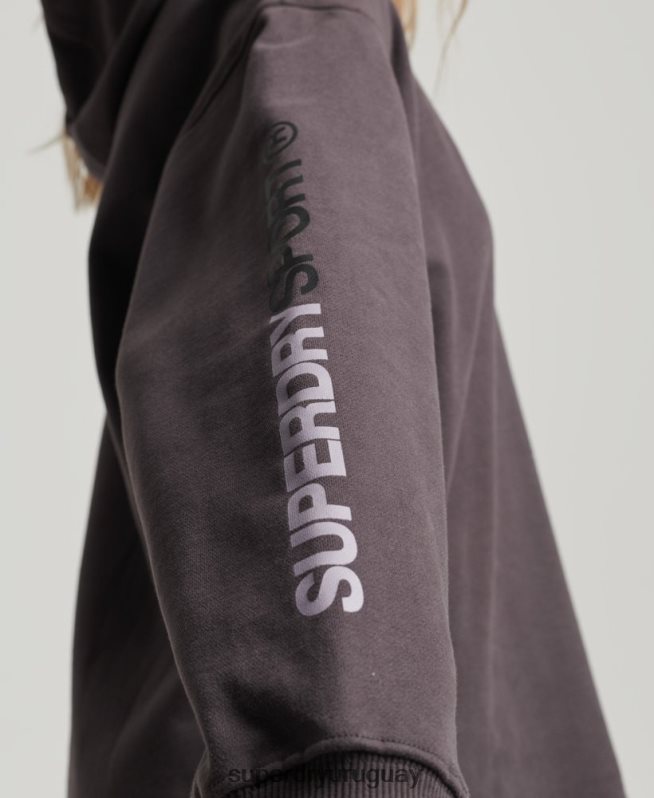 uy Superdry mujer sudadera con capucha extragrande gris DT2N8Z3394 ropa