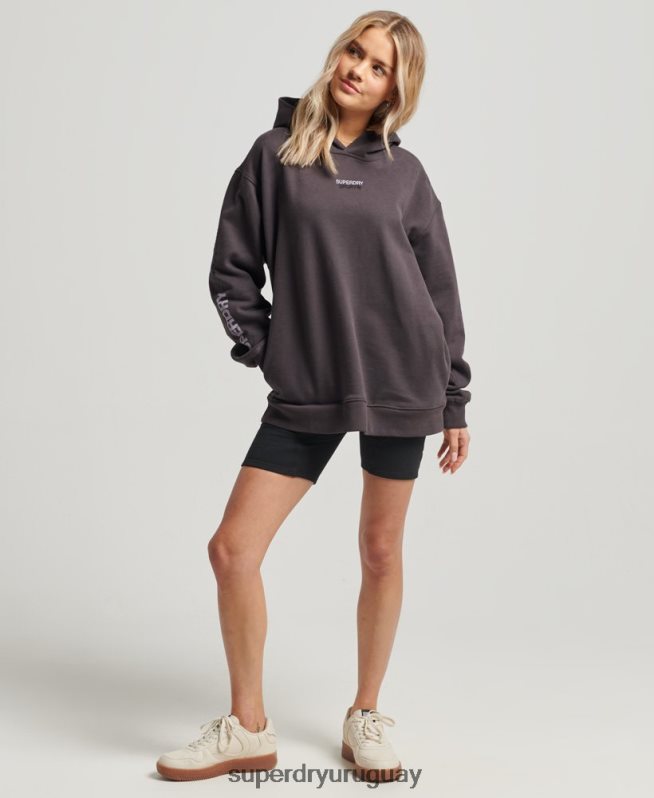 uy Superdry mujer sudadera con capucha extragrande gris DT2N8Z3394 ropa