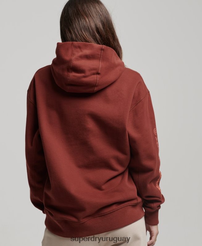 uy Superdry mujer sudadera con capucha extragrande marrón DT2N8Z3392 ropa