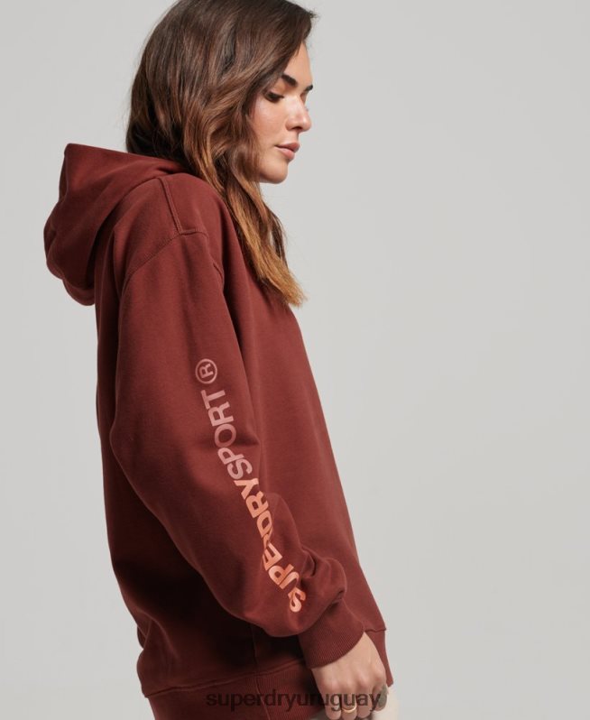 uy Superdry mujer sudadera con capucha extragrande marrón DT2N8Z3392 ropa