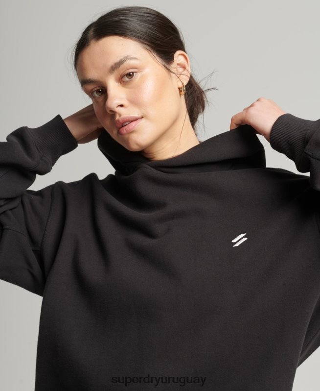 uy Superdry mujer sudadera con capucha extragrande negro DT2N8Z5988 ropa