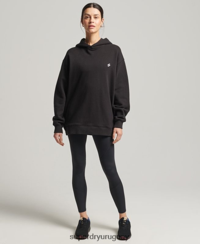 uy Superdry mujer sudadera con capucha extragrande negro DT2N8Z5988 ropa