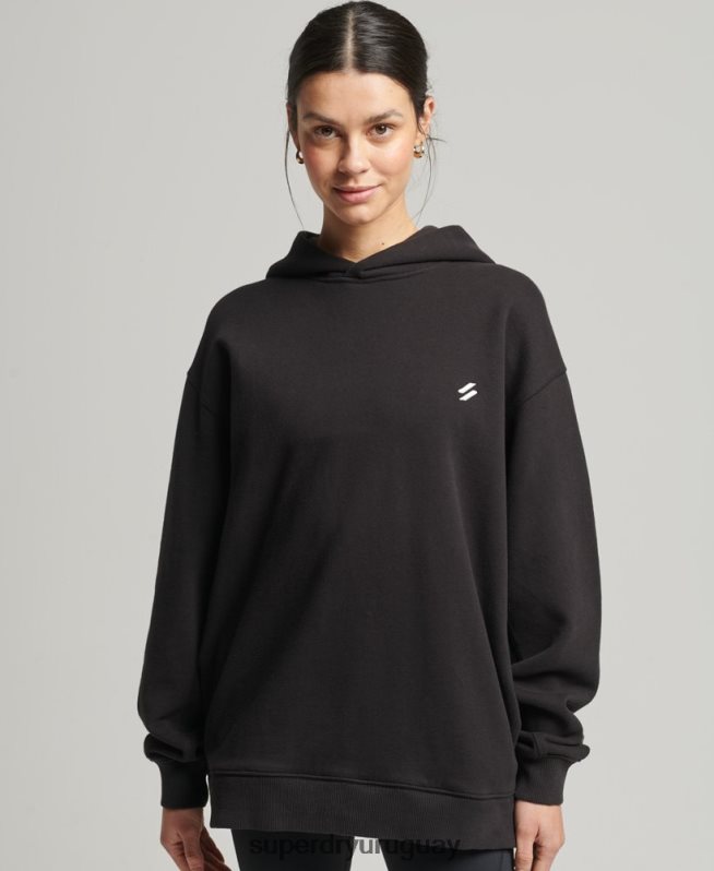 uy Superdry mujer sudadera con capucha extragrande negro DT2N8Z5988 ropa
