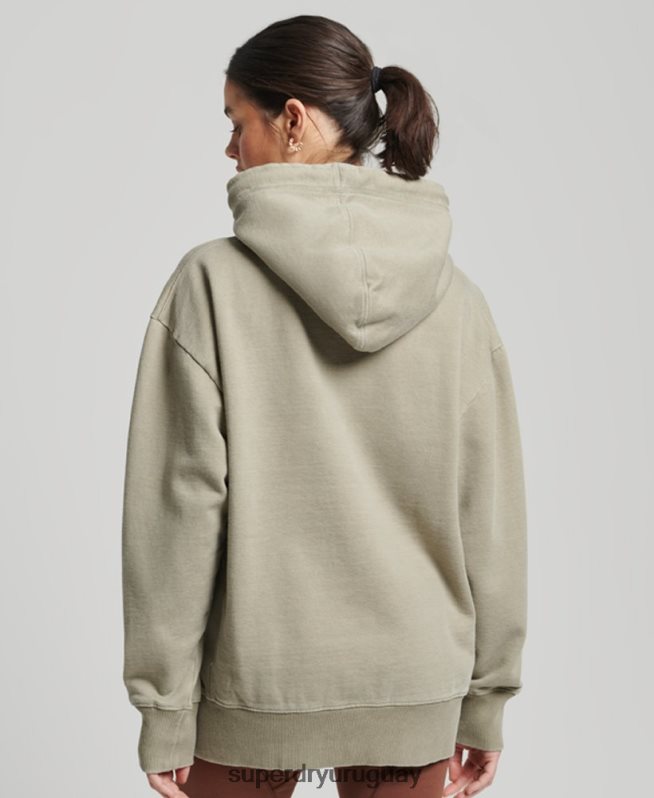 uy Superdry mujer sudadera con capucha extragrande teñida con logo de código caqui DT2N8Z3433 ropa