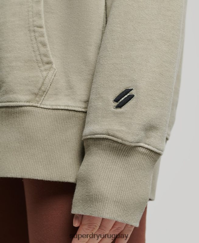 uy Superdry mujer sudadera con capucha extragrande teñida con logo de código caqui DT2N8Z3433 ropa