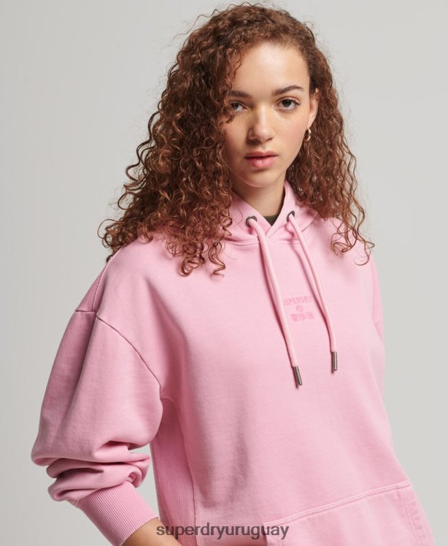 uy Superdry mujer sudadera con capucha extragrande teñida con logo de código rosa DT2N8Z3450 ropa
