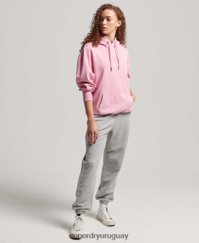 uy Superdry mujer sudadera con capucha extragrande teñida con logo de código rosa DT2N8Z3450 ropa