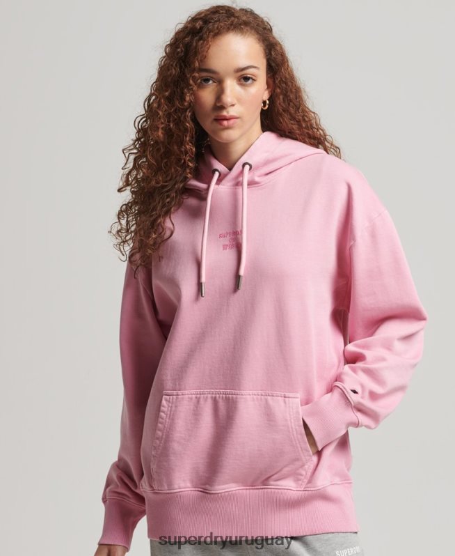 uy Superdry mujer sudadera con capucha extragrande teñida con logo de código rosa DT2N8Z3450 ropa