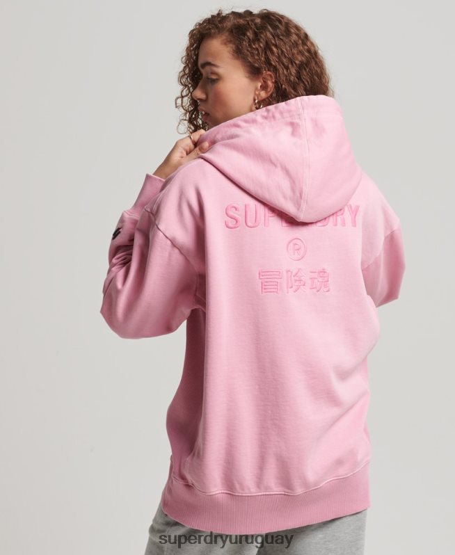uy Superdry mujer sudadera con capucha extragrande teñida con logo de código rosa DT2N8Z3450 ropa