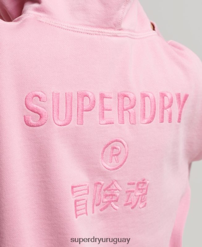 uy Superdry mujer sudadera con capucha extragrande teñida con logo de código rosa DT2N8Z3450 ropa