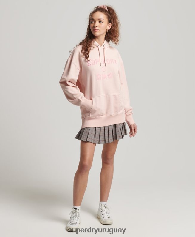 uy Superdry mujer sudadera con capucha extragrande teñida con logo de código rosa DT2N8Z5775 ropa