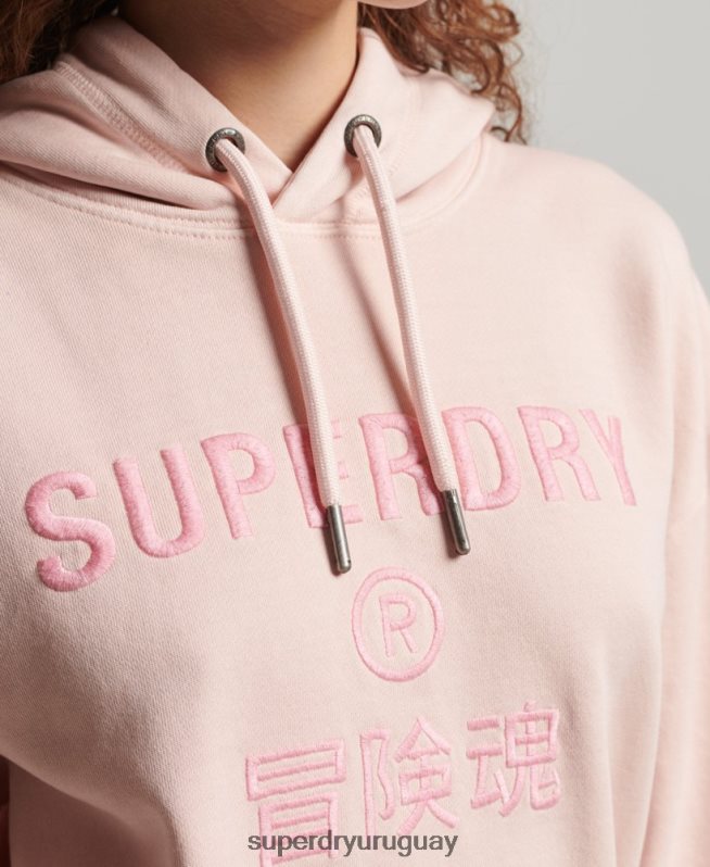 uy Superdry mujer sudadera con capucha extragrande teñida con logo de código rosa DT2N8Z5775 ropa