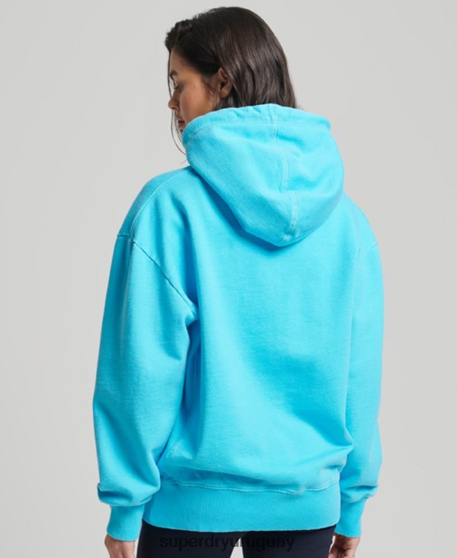 uy Superdry mujer sudadera con capucha extragrande teñida con logo de código turquesa DT2N8Z5941 ropa