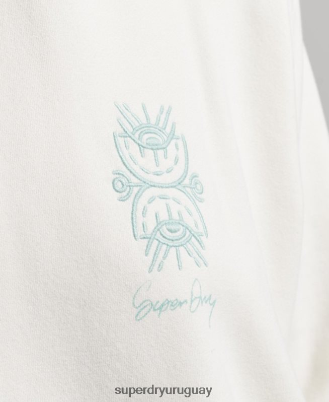 uy Superdry mujer sudadera con capucha folk nómada blanco DT2N8Z3410 ropa