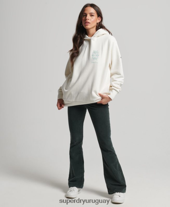 uy Superdry mujer sudadera con capucha folk nómada blanco DT2N8Z3410 ropa