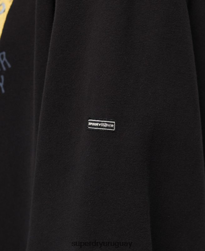 uy Superdry mujer sudadera con capucha folk nómada negro DT2N8Z3290 ropa