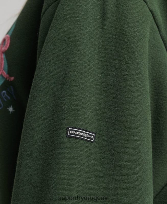 uy Superdry mujer sudadera con capucha folk nómada verde DT2N8Z3415 ropa