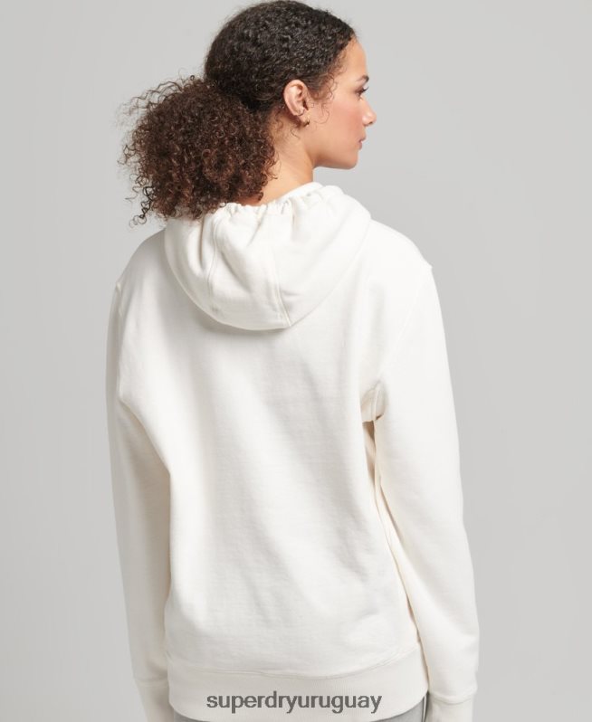 uy Superdry mujer sudadera con capucha holgada code linear blanco DT2N8Z5904 ropa