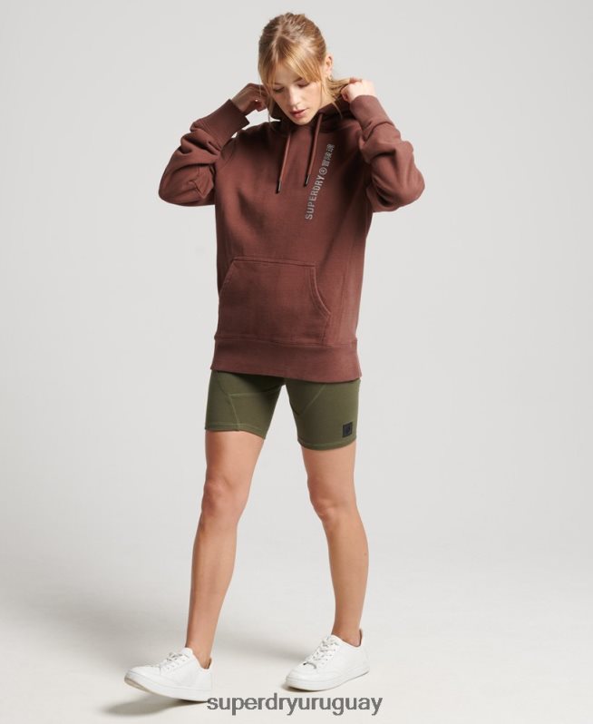 uy Superdry mujer sudadera con capucha holgada code linear marrón DT2N8Z5882 ropa