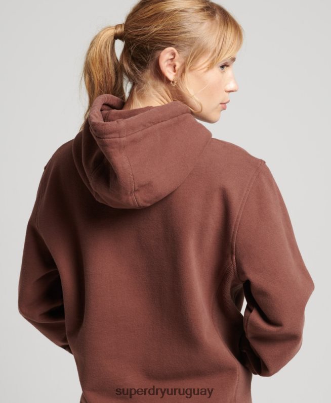 uy Superdry mujer sudadera con capucha holgada code linear marrón DT2N8Z5882 ropa
