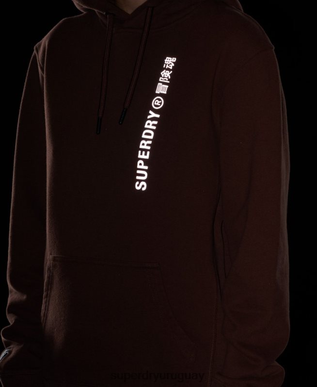 uy Superdry mujer sudadera con capucha holgada code linear marrón DT2N8Z5882 ropa