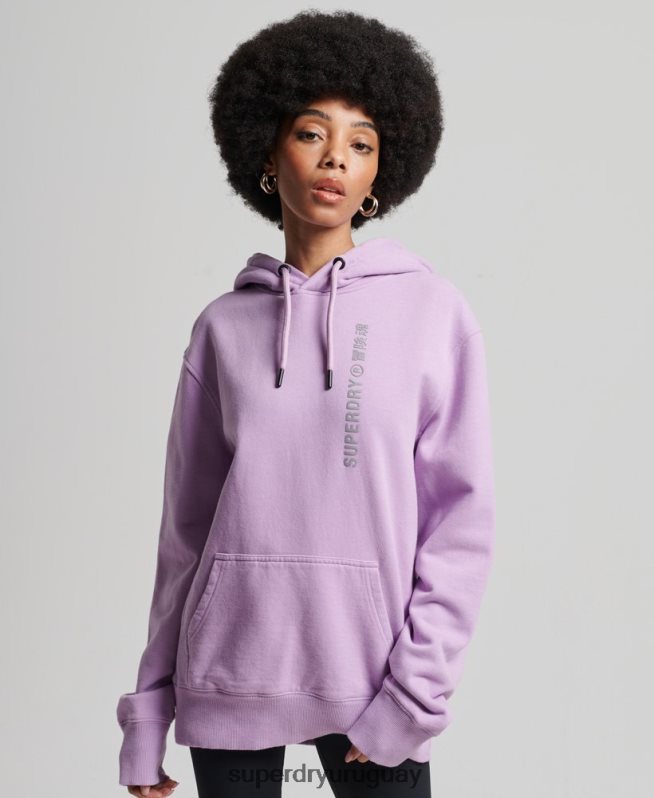uy Superdry mujer sudadera con capucha holgada code linear púrpura DT2N8Z3438 ropa