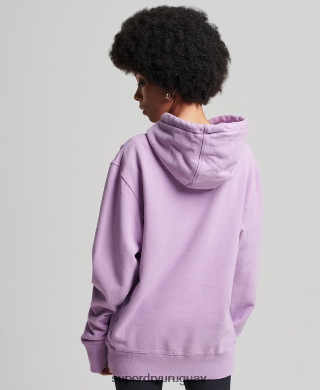 uy Superdry mujer sudadera con capucha holgada code linear púrpura DT2N8Z3438 ropa
