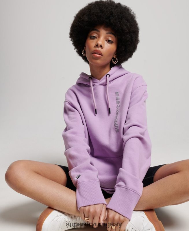 uy Superdry mujer sudadera con capucha holgada code linear púrpura DT2N8Z3438 ropa