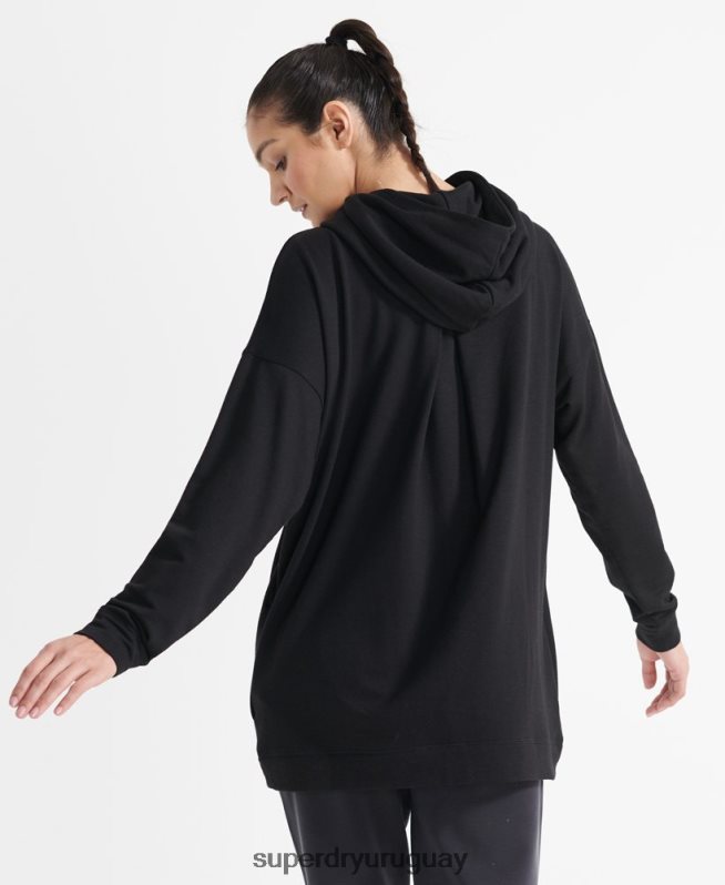 uy Superdry mujer sudadera con capucha holgada flexible negro DT2N8Z6080 ropa