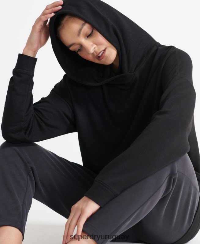 uy Superdry mujer sudadera con capucha holgada flexible negro DT2N8Z6080 ropa
