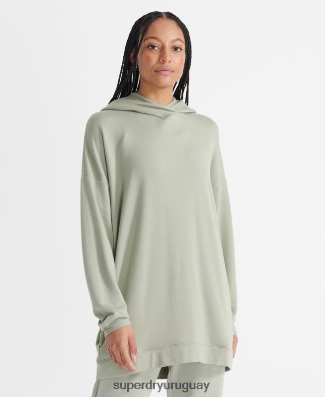 uy Superdry mujer sudadera con capucha holgada flexible verde DT2N8Z6004 ropa