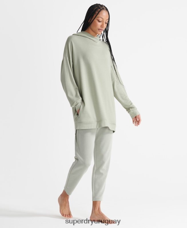 uy Superdry mujer sudadera con capucha holgada flexible verde DT2N8Z6004 ropa