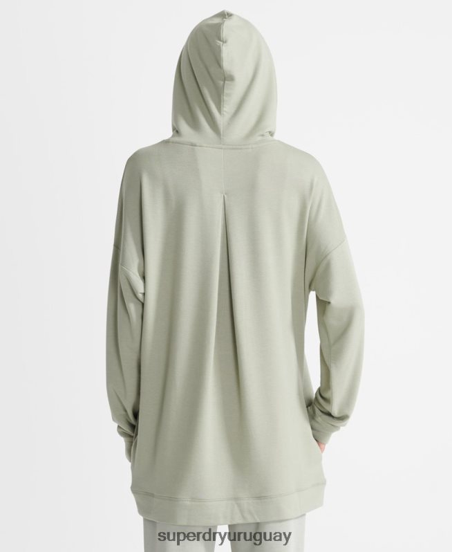 uy Superdry mujer sudadera con capucha holgada flexible verde DT2N8Z6004 ropa