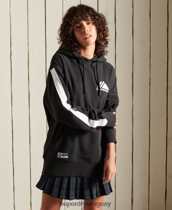 uy Superdry mujer sudadera con capucha holgada mountain sport mono negro DT2N8Z6076 ropa