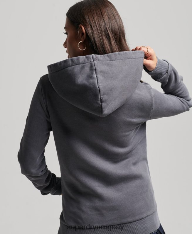 uy Superdry mujer sudadera con capucha marca indie gris oscuro DT2N8Z3337 ropa