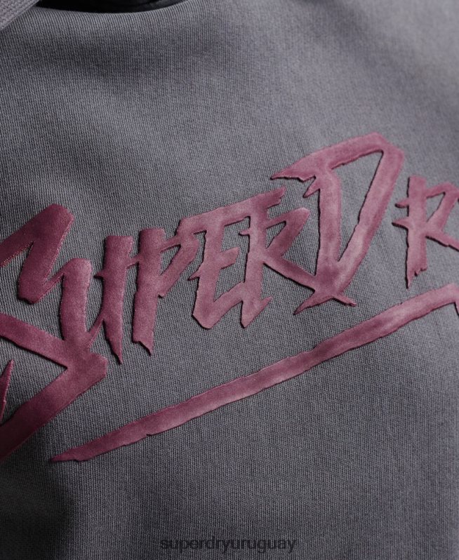 uy Superdry mujer sudadera con capucha marca indie gris oscuro DT2N8Z3337 ropa