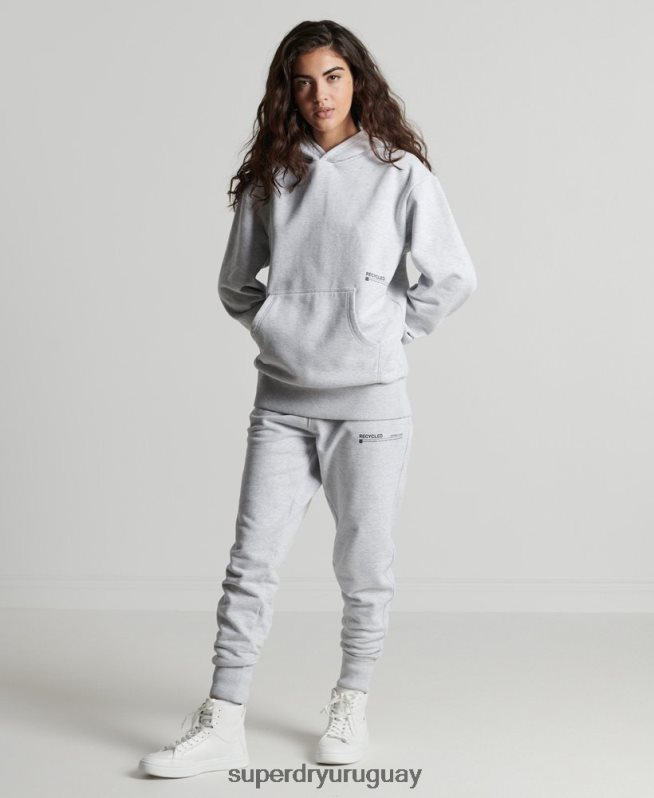 uy Superdry mujer sudadera con capucha micro reciclada gris claro DT2N8Z5834 ropa