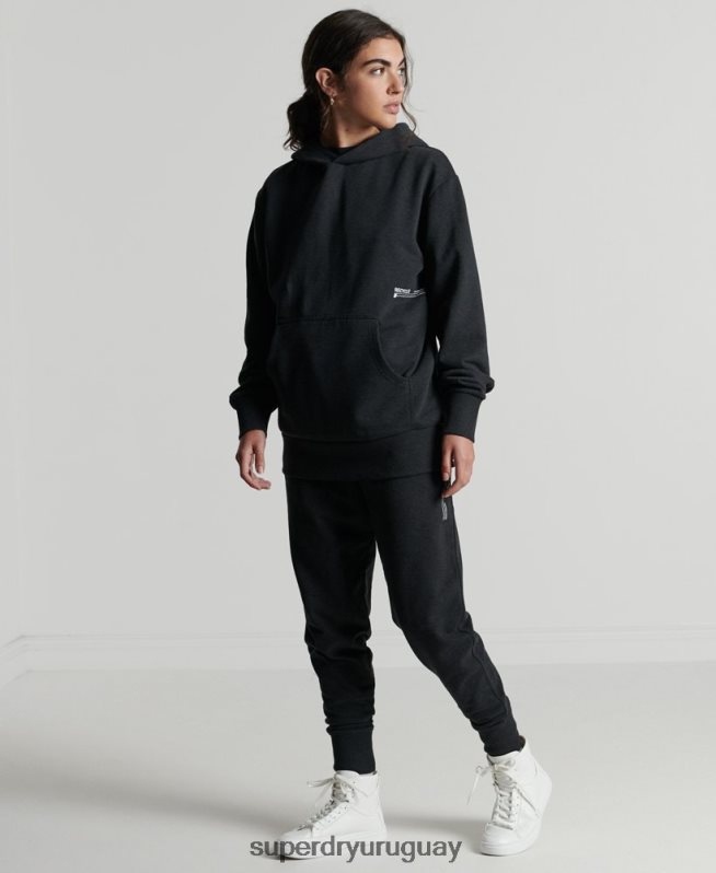 uy Superdry mujer sudadera con capucha micro reciclada negro DT2N8Z5973 ropa